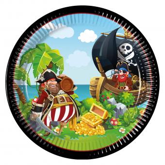 Pirates Assiettes de fête: certifié FSC:8 pièce, 23cm, multicolore 