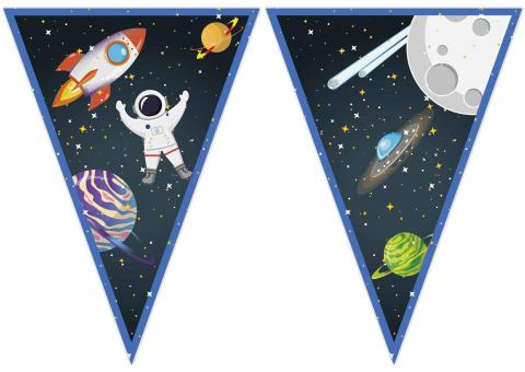 Astronauten / Weltall Wimpelgirlande :FSC zertifiziert:2 m, mehrfarbig 