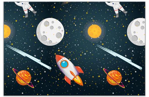 Astronautes / Nappe Espace:120 x 180 cm, multicolore 