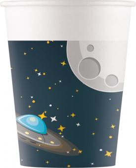 Astronauten / Weltall Partybecher:FSC zertifiziert:8 Stück, 200 ml, mehrfarbig 