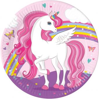 Unicorn Party Plates: FSC certified:8 Item, 23cm, multicolored 
