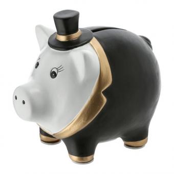Groom piggy bank:13 cm, black/white 