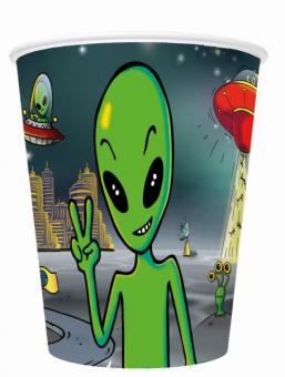 Aliens Party cups:8 Item, 250ml, multicolored 
