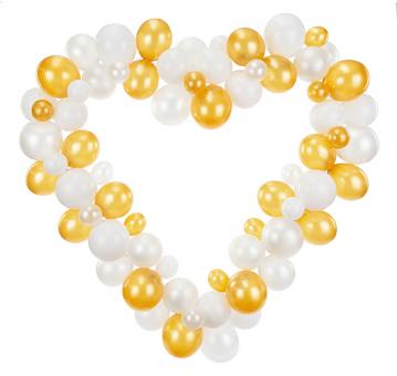 Ballongirlande mit Herzrahmen:166 x 160 cm, weiss 