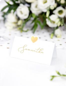 Wedding Place Cards Heart:10 Item, 10 x 5 cm, white 