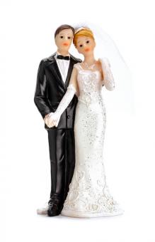 Figurine de gâteau de mariage:11 cm, blanc/noir 