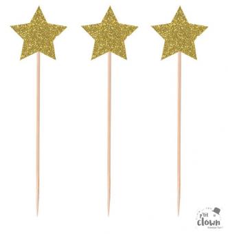 Cake Topper Stars:5 Item, 14cm, or/gold 