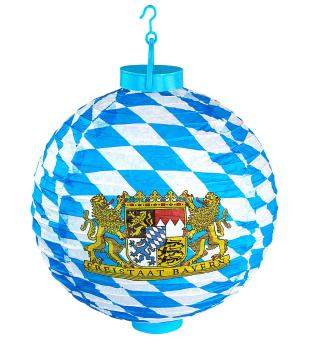 Oktoberfest Lanterne avec LED (incl. 2 x AAA batterie):30 cm, bleu/blanc 