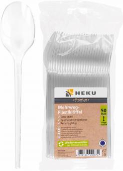 Spoons reusable:50 Item, 18.5 cm, transparent 