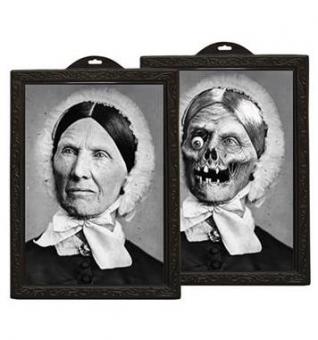 Horror Portrait (Morphing) Alte Dame : Halloween Deko:36 x 48 cm 