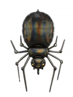 Großer Folienballon 3D Spinne – mit Helium und Luft befüllbar:60 x 101 cm, schwarz 