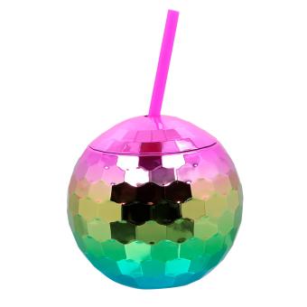 Pc. Gobelet boule disco avec paille:color 