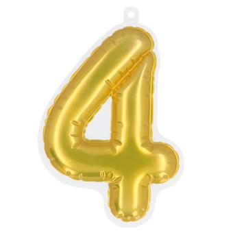 Foil balloon sticker '4':20 cm, or/gold 