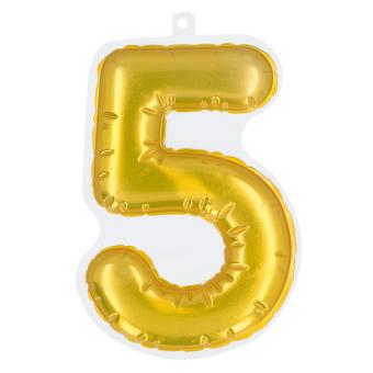 Foil balloon Number sticker '5':20 cm, or/gold 