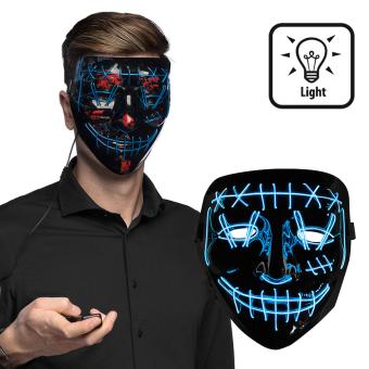 Purge Maske mit Neonlicht:schwarz/blau 