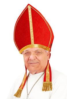 Bischofs-Mitra mit Bändern Samt:rot 