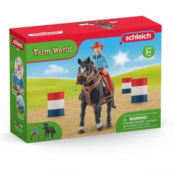 SCHLEICH: Barrel Racing avec une Cowgirl 