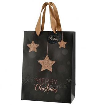 Sac cadeau Merry Christmas avec étoiles scintillante:17x23x9cm 