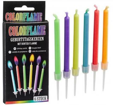 Birthday Candle Colorful Flame:6 Item, 5.5 cm 