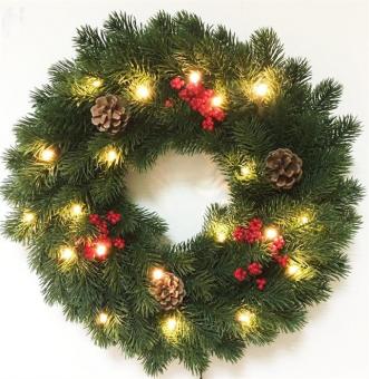LED Christmas wreath with 30 LEDs:38 cm, white 