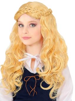 Kinderperücke Mittelalter Magd:blond 