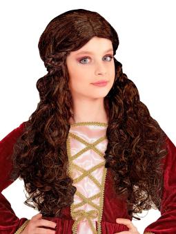 Child wig medieval maid:brown 
