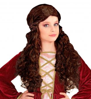 Child wig medieval maid:brown 