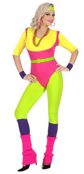 80er Jahre Aerobic Trainingsanzug für Damen:bunt 