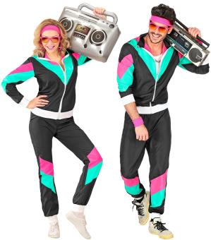 80s retro tracksuit unisex: jacket and trousers:multicolore 