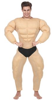 Bodybuilder Kostüm: Muskel Overall mit Slip 