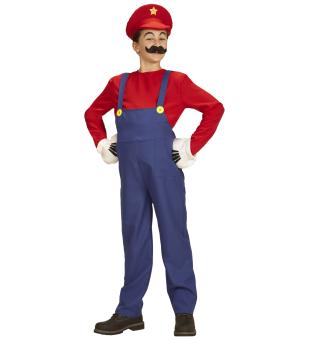 Super plumber: overalls, shirt, hat:blue/red 