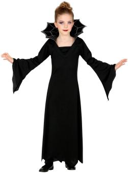 Vampirin Kostüm: Kleid mit Kragen (kragen nicht stehend):schwarz 