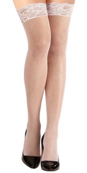 Hold-up lace fishnet stockings:white 