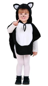 Déguisement de chat en peluche : Poncho à capuche:noir/blanc 
