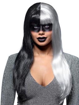 Perücke Evil temptress:schwarz/grau 