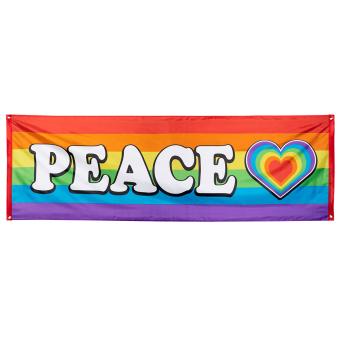Bannière en polyester Arc-en-ciel PEACE:74 x 220 cm 
