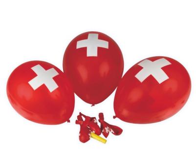 Ballons croix suisse: Décoration du 1er août:8 pièce, rouge/blanc 