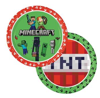 Minecraft Party plates: FSC certified:8 Item, 23 cm, green 