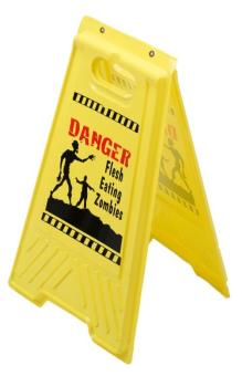 Zombie Danger Sign Flesh Eating Zombies:31 x 53 x 3.5 cm, beige 
