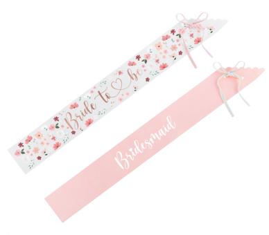 Papierschärpen Bride to be und Bridesmaid:6 Stück, 76 cm, mehrfarbig 