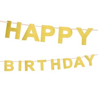 Happy Birthday Girlande:225 cm, gold 