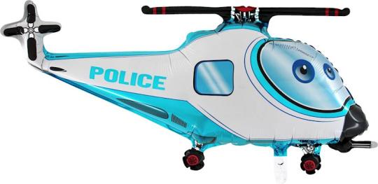 Foil balloon Police Helicopter:100 cm, blue 