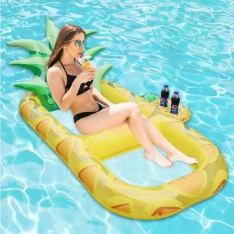 Matelas pneumatique ananas avec porte-gobelet:170 x 88 x 15 cm, jaune 