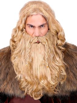 Perruque viking : avec barbe et moustache:blond 