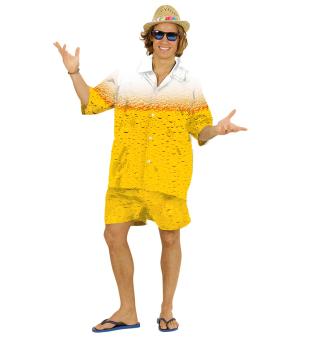 Bier Party Kostüm Herren mit Hemd und Shorts:gelb 