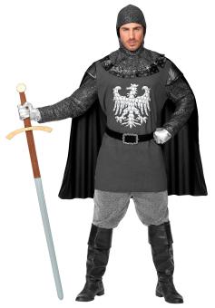 Knight costume: top with cape, belt, hood 