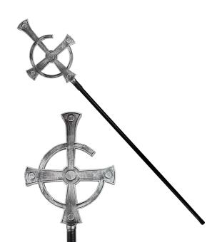 Bâton de prêtre de la messe noire:145 cm, argent 
