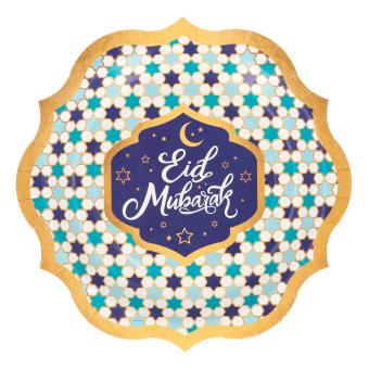 Paper plates Eid Mubarak:8 Item, 23 cm 