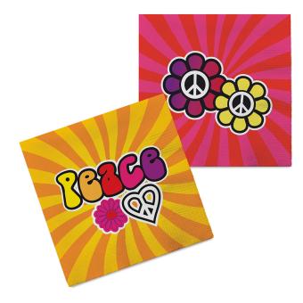 Hippie Peace Servietten:20 Stück, 33 x 33 cm, mehrfarbig 