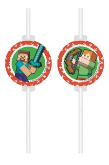 Minecraft Drinking straws: FSC certified:4 Item, multicolored 